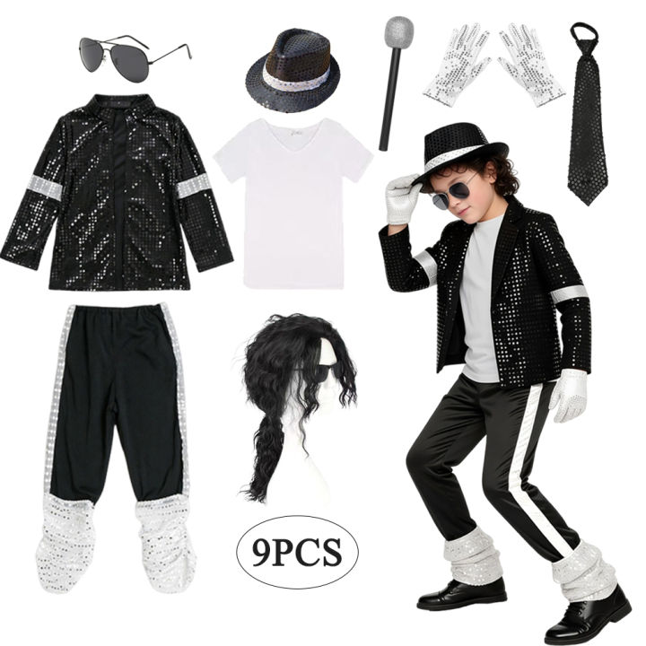 Boys Michael Pop Star Jackson Halloween Cosplay Costume Carnival Stage ...