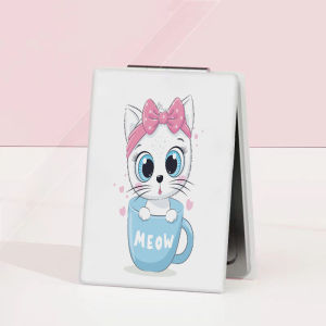 TUGE TECH Cermin Lipat Custom Kartun Karakter Cermin Rias Kaca Lipat Kustom Bahan Kulit Mini Kaca Make Up