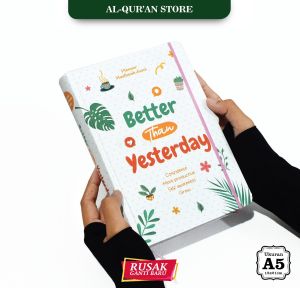 Buku diary Jurnal Catatan Notebook Harian Muslimah Aesthetic Better Than Yesterday dan Sticker