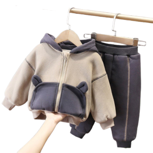 Bộ Nỉ Tai Gấu Bộ Áo Khoác Quần Nỉ Thu Đông Cho Bé Chất Nỉ Bông Cao Cấp - Sumo Kid