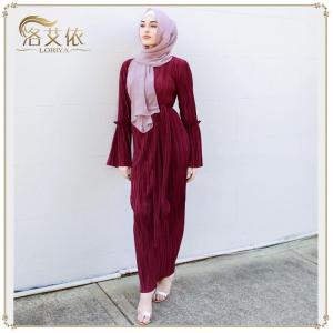 New Women Islamic Clothing Long Sleeve Fashion Bandage Hijab Dresses Maxi Muslim Dress Bangladesh Kaftan Dubai Turkey Robe