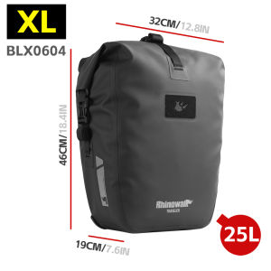 Rhinowalk Bicycle Long Distance Riding Pannier 6-25L Large Capacity 100% Waterproof Quick Release Separate Compartment Inside Reflective Logo Safe Riding At Night Travel Cycling Storage Shoulder Side Bag Bicycle Accessories