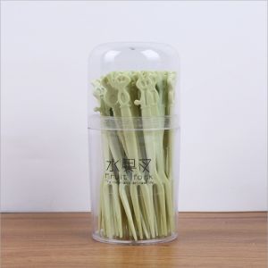 50PCS/ Box Disposable Fruit Fork  Plastic Fork Environmentally Friendly Cute Cartoon Shape Plastic Fork Kitchen Utensil Portable