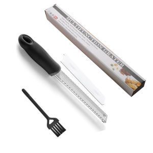 JustLiving 1PC Stainless Steel Hand Held Lemon Zester/Cheese Grater with Protective Cover Chocolate Crumb Grater Shredder Wiper Kitchen Baking Tools - Finely Grate