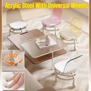 Transparent Acrylic Swivel Small Stool Home Use Silent Glides Low Stool Portable Lightweight Small Stool