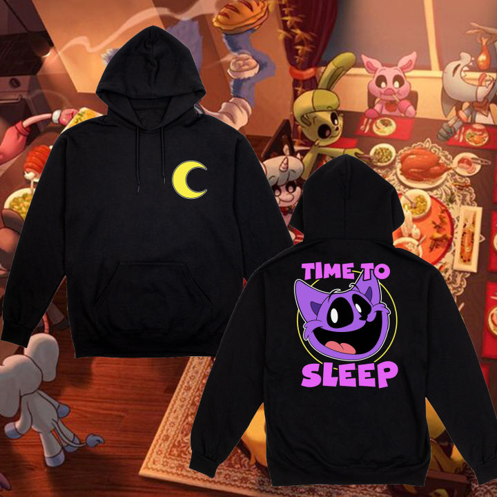 Poppy Playtime เสื้อฮู้ดสีขาว CatNap Time To Sleep Black Hoodie วิดีโอ ...
