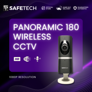 SAFETECH Home Security System Panoramic CCTV Camera HD Wireless IP | Two-way Voice Intercom Motion Detection Micro SD
