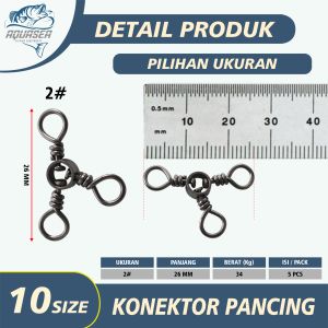AQUASEA KiliKili Barrel Swivel 3 Mata 3 Way Swivel Rangkaian Pancing Solid Ring Fishing Line Connector