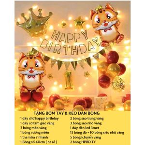 Tặng Bơm Tay Keo Dán Bóng - Combo set bóng trang trí sinh nhật Tuổi Mèo dùng trang trí sinh nhật cho bé trai bé gái đầy đủ phụ kiện MBBDECOR