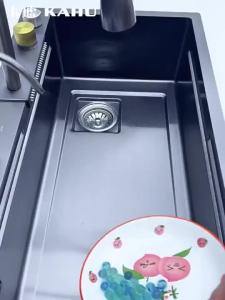 Kitchen Sink Multifunction Large Capacity Sink Rain Falls Station Control Stainless Steel Sink