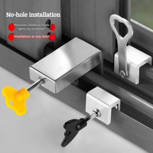 Plastic Steel Door And Window Screen Mesh Latch Nopunch Set Aluminum Alloy Window Safety Locks