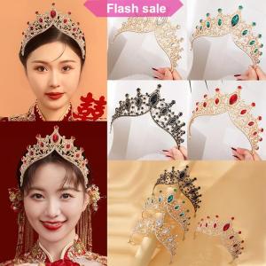 SHENHAO2🎀 Cổ Điển Sang Trọng Sáng Bóng Vương Miện Công Chúa Vương Miện Cô Dâu Vương Miện Rhinestone Vương Miện Cho Phụ Nữ Cô Gái Tóc Cưới Phụ Kiện Cô Dâu Vương Miện