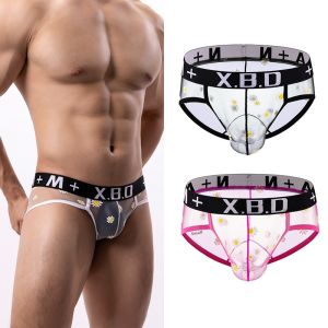 CalceNubes กางเกงในชายตาข่ายโปร่งใสระบายอากาศเอวต่ำดีไซน์ดอกไม้