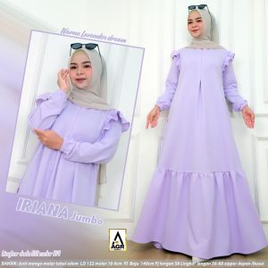Gamis Jumbo Iriana Bahan Knit Mango Polosa Busui Size 3XL LD 132-160 BajuDress Muslim Wanita Terbaru
