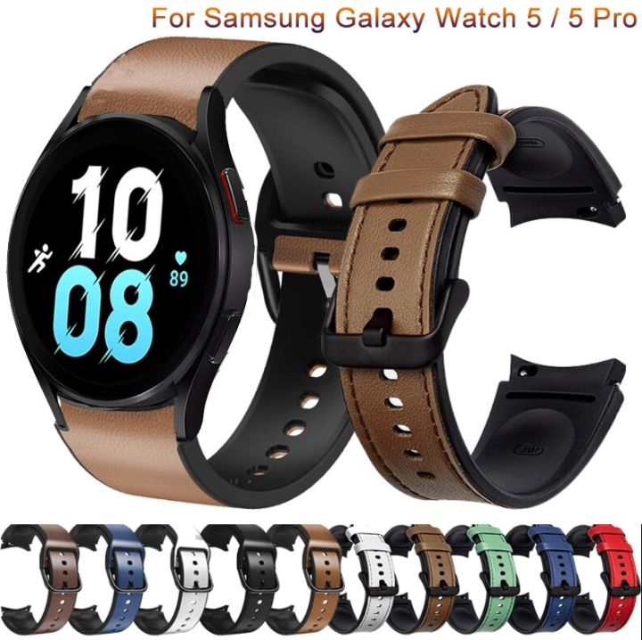 Official Silicone Leather Strap For Samsung Galaxy Watch 5 Pro 45mm