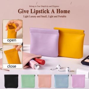 PU Leather Mini Wallet Money Change Pouch Earphone Storage Bag Coin Pocket Purse Portable Cosmetic Lipstick Storage Bag