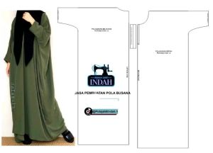 POLA JAHIT ABAYA SIMPEL DEWASA POLA INSTAN