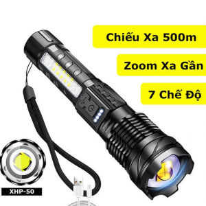 Đèn pin siêu sáng A76 chiếu xa 300m có Zoom xa gần chống nước IP65 pin trâu chip Led XHP50 tâm tròn 7 chế độ sáng