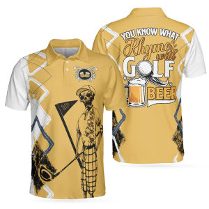[Local Stock] HBESTY Beer And Sport Pattern Polo Shirt Mens Clothing Funny 3D Printed Fashion Shirts Outdoor Golf Skeleton Pattern  New Tee Top