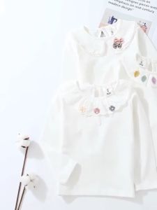 LL Kids Girls White Blouse Baby Shirt Long Sleeve Cotton Blouse Shirt Pakaian Kanak-Kanak Selesa婴儿服装女衬衫
