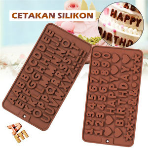 Cetakan Silikon Kue Coklat Cokelat Puding - Cetakan Angka Cetakan Puding Cetakan Coklat Cetakan Jelly Cetakan Es Silicone Mold - Jelly Jely Huruf Angka Happy Birthday Karakter Aneka Bentuk