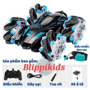 Đồ chơi Xe ô tô điều khiển từ xa Bằng tay đồng hồ điều khiển đeo tay xoay 360 độ động cơ mạnh có nhạc có đèn led (TẶNG PIN)
