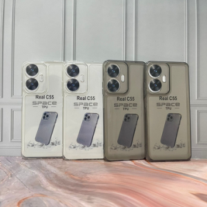 CASE TPU SPACE REALME C55 / C55 NFC / C12 / C15 / C20 / C11 2021 / C11 2020 / REALME 10 PRO / NOTE 60 Softcase SPACE TPU Trasparant Clear & Black Smoke