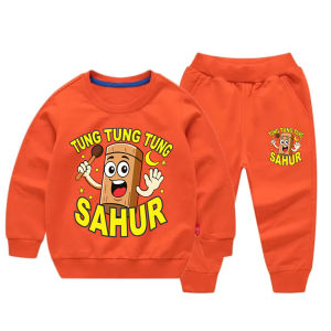 Set Anak Anak Laki Laki/Perempuan Gambar Tung Tung Tung Sahur Setelan joger Sweater Crewneck Viral