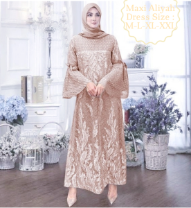 Pakaian Gamis Wanita Kekiniann Model Terbaru Tangan Terompet Maxi Aliyah Dress Ukuran Dewasa Matt Moscrepe Mix Brokat Mutiara Dan Tille Onde