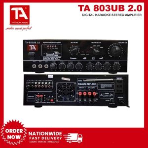 Titanium Audio TA 803UB V2.0 Amplifier / Bluetooth USB SD Port 3 Mic input / 1200W / TA 803UB V2.0 - New Amplifier