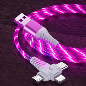 (HD1)GlowTech 3-in-1 LED Charging Cable USB Type-C Micro & 8-Pin Fast Charging