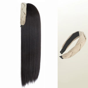 Real hair wig women long curly hair half head wig piece