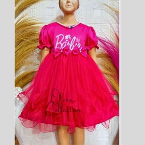Gaun Barbie Dress Barbie Anak Perempuan Terbaru 2023 Bahan Katun Silk Import Mic Brukat Lengan Pendek Serut Dress Gambar Barbie Premium Anak Viral Usia 3 - 9 Tahun | Gaun Pesta Tutu Dress Wanita Dewasa Dan Anak Perempuan