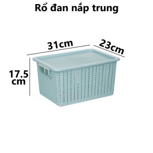 Rổ đan chữ nhật nhựa VIỆT NHẬT / GIA LONG - Có nắp không nắp đựng tài liệu bánh kẹo đồ chơi quần áo bé 3415