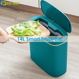 DM 14L Smart Trash Can Bathroom Waste Bin USB Charging Dustbin For Toilet Kitchen Automatic Sensor Garbage Can Narrow Seam Waste Bin