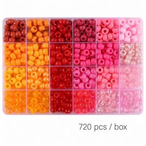 LUMIQLO 24 Colors Pony Beads 720PCS Large Hole Bracelet Beads Creative Acrylic Craft Beads Bracelet Making