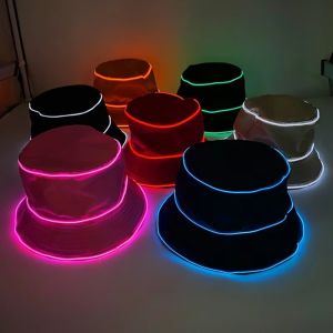 YUDESHUI Polyester Mũ xô LED Chế độ nhấp nháy Dây EL Mũ phát sáng  Sử dụng pin Mũ phát sáng nhấp nháy Phụ nữ Nam giới