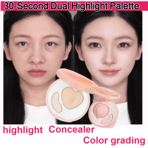 Dual Highlight Palette For Tear Troughs Matte &amp Pearlescent Brightening  3D Face Contour Powder  Waterproof Long Lasting Makeup