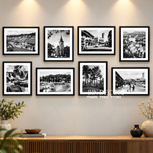 Khung ảnh treo tường đà lạt 2 trang trí decor có khung mẫu trắng đen KA07