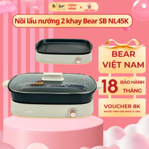 Nồi lẩu điện đa năng Bear SB-NL45K - Có 2 khay nhiều chức năng: chiên nướng lẩu nấu hầm ninh tiện dụng vô cùng
