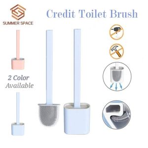🧽🚽Berus Pencuci Tandas Silikon 360° Dengan Pemegang Bertapis Lekat Dinding | 360° Silicone Cleaning Toilet Brush with Wall Mounted Holder Basket.