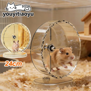 YOUYITIAOYU 24cm Silent Hamster Running Wheel Toy Transparent Widened Pet Exercise Running Wheel​ Small Pet Toy