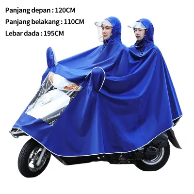 Jas Hujan Kendaraan Listrik Jas Hujan Topi Ganda 2 Orang Jas Hujan Motor