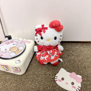 ZEEMIN anime Hello Kitty Keychains Decorations Strawberry Kitty Backpack Pendant pp cotton stuffed Soft plush toy pendant Gifts