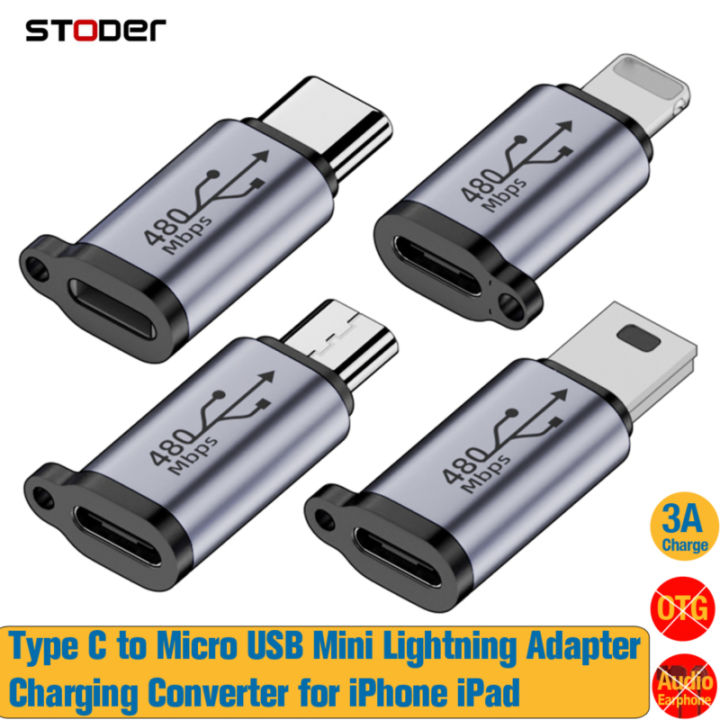 STODER Type C to Micro Mini USB Lightning Adapter USB C to iPhone