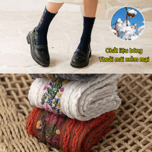 tất họa tiết gai dầu hoa nhỏ đường khâu tinh tế tất dày thời gian rảnh rỗi tay nghề thêu tinh xảo