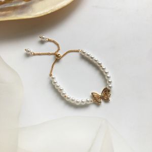 Women Korean Bracelet Pearl Crystal Butterfly Bracelet Girl Birthday Gift Gelang Perempuan