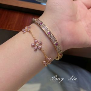 Gypsophila Full of Diamonds Retro Bracelet Heavy Industry Exquisite Jewelry Snap Buckle All-match Jewelry