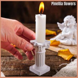 【Pinellia flowers】 Roman Pillar Greek Column Statue Pedestal Candlestick Stand Figurine Sculpture Indoor Home Dinning Room Garden Scenery Decor