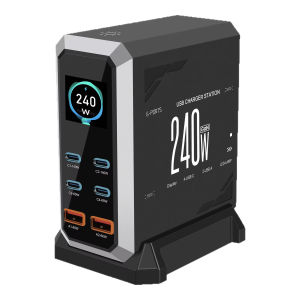 240W GaN Charger 6-IN-1 140W PD3.1 PPS USB Type C Digital Display Fast Charging Station for iPhone 16 15 MacBook Laptops Samsung